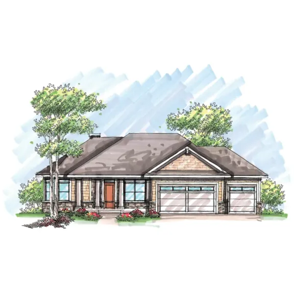 Ranch House Plan Front of Home - Seville Woods Rustic Ranch Home 051D-0617 - Shop House Plans and More