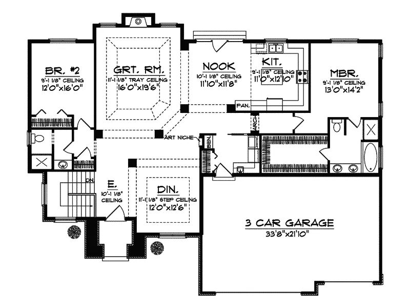 Ranch House Plan First Floor - Amon Craftsman Home 051D-0620 - Search House Plans and More