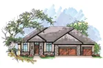 Ranch House Plan Front of Home - Amon Craftsman Home 051D-0620 - Search House Plans and More