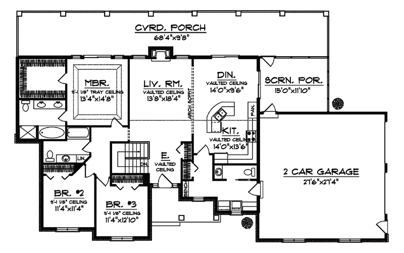 Ranch House Plan First Floor - Boland Place Ranch Home 051D-0621 - Search House Plans and More