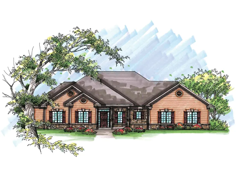Ranch House Plan Front of Home - Boland Place Ranch Home 051D-0621 - Search House Plans and More