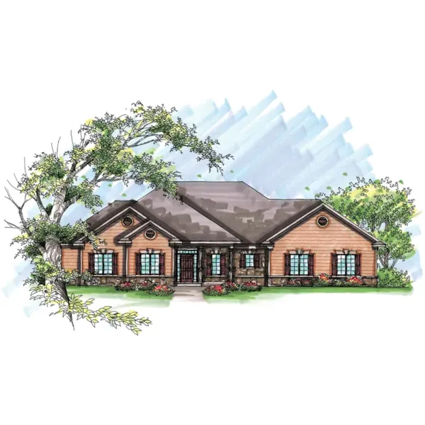 Ranch House Plan Front of Home - Boland Place Ranch Home 051D-0621 - Search House Plans and More