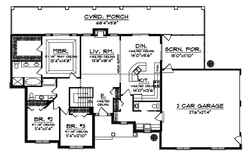 Ranch House Plan First Floor - Dorian Spring Ranch Home 051D-0622 - Search House Plans and More
