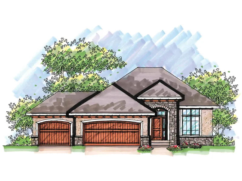 Ranch House Plan Front of Home - Redbud Valley Ranch Home 051D-0623 - Shop House Plans and More