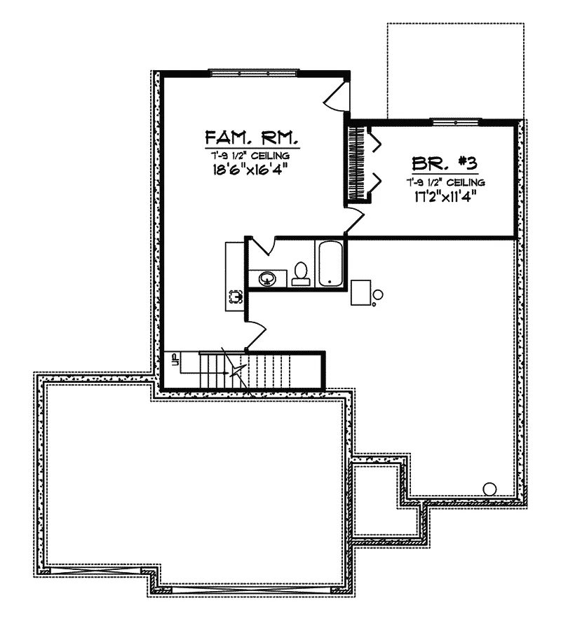 Traditional House Plan Lower Level Floor - Hickory Knoll Ranch Home 051D-0624 - Search House Plans and More