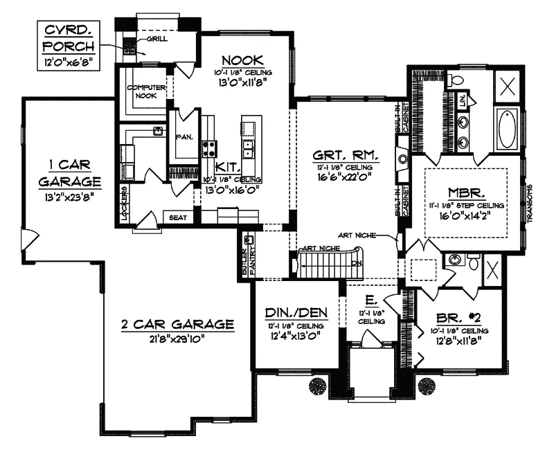Ranch House Plan First Floor - Parnello Stucco Ranch Home 051D-0626 - Shop House Plans and More