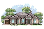 Ranch House Plan Front of Home - Parnello Stucco Ranch Home 051D-0626 - Shop House Plans and More