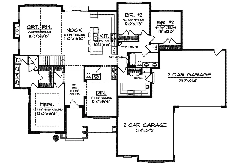 Ranch House Plan First Floor - Fairwick Sleek Ranch Home 051D-0627 - Search House Plans and More
