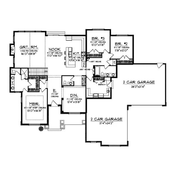 Ranch House Plan First Floor - Fairwick Sleek Ranch Home 051D-0627 - Search House Plans and More