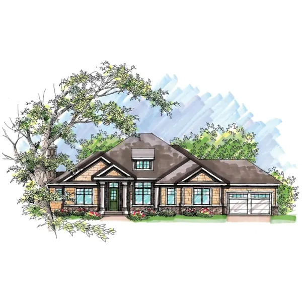 Ranch House Plan Front of Home - Fairwick Sleek Ranch Home 051D-0627 - Search House Plans and More