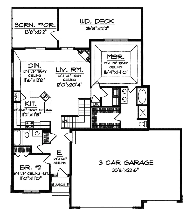Ranch House Plan First Floor - Redmill Craftsman Home 051D-0629 - Shop House Plans and More