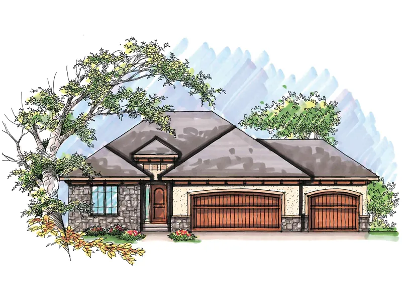 Ranch House Plan Front of Home - Redmill Craftsman Home 051D-0629 - Shop House Plans and More