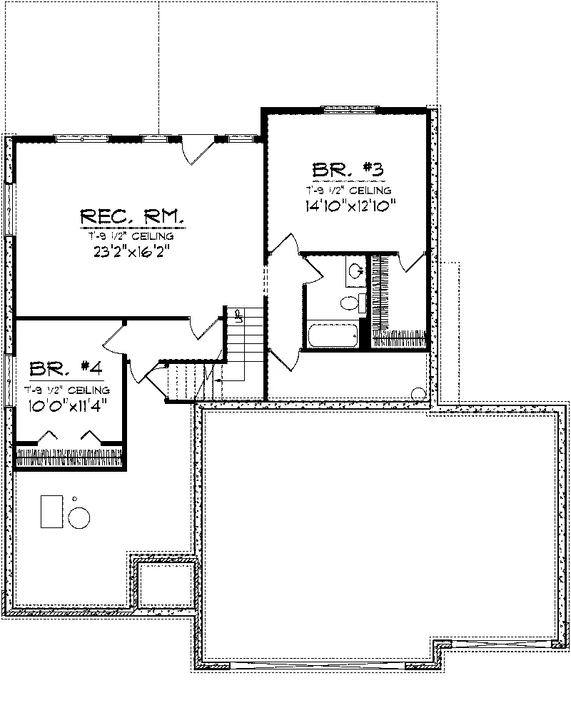 Ranch House Plan Lower Level Floor - Dorran Rustic Ranch Home 051D-0630 - Search House Plans and More