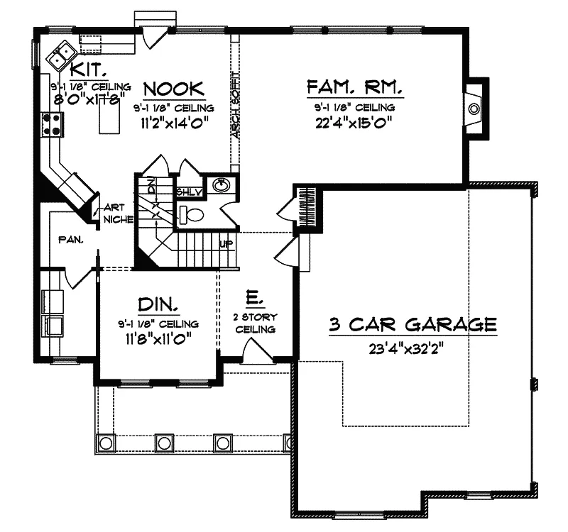 Traditional House Plan First Floor - Griffith Traditional Home 051D-0632 - Search House Plans and More