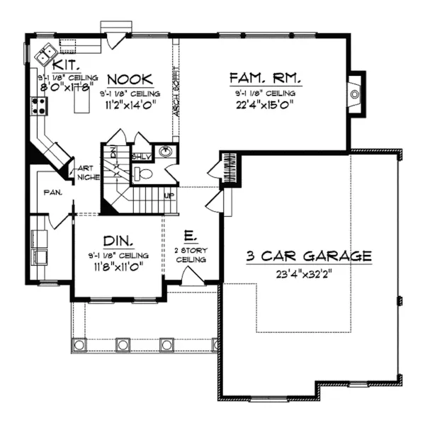 Traditional House Plan First Floor - Griffith Traditional Home 051D-0632 - Search House Plans and More