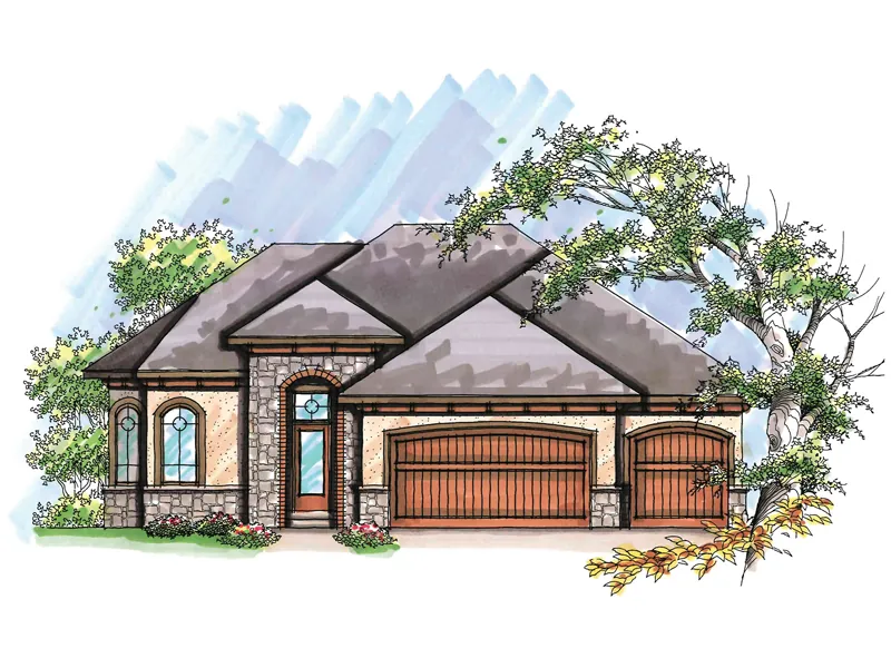 Ranch House Plan Front of Home - Nixon Ranch Style Home 051D-0633 - Shop House Plans and More