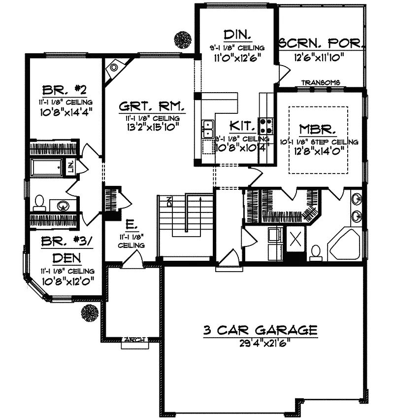 Ranch House Plan First Floor - Amara Traditional Ranch Home 051D-0634 - Search House Plans and More