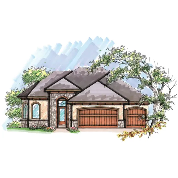 Traditional House Plan Front of Home - Amara Traditional Ranch Home 051D-0634 - Search House Plans and More