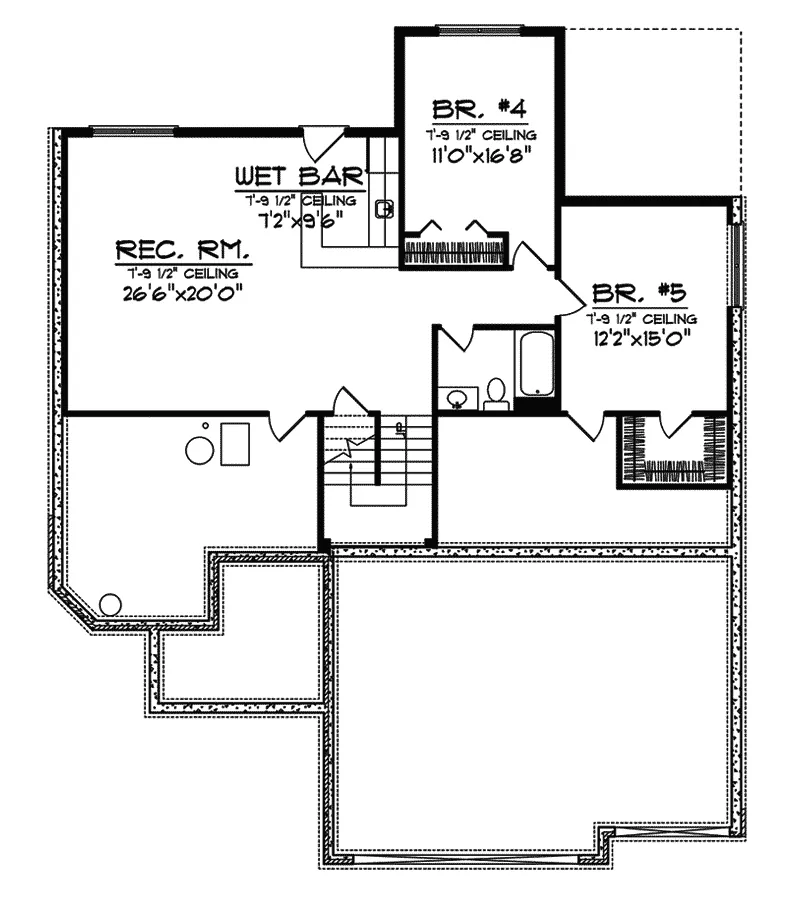 Ranch House Plan Lower Level Floor - Amara Traditional Ranch Home 051D-0634 - Search House Plans and More