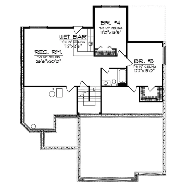 Traditional House Plan Lower Level Floor - Amara Traditional Ranch Home 051D-0634 - Search House Plans and More