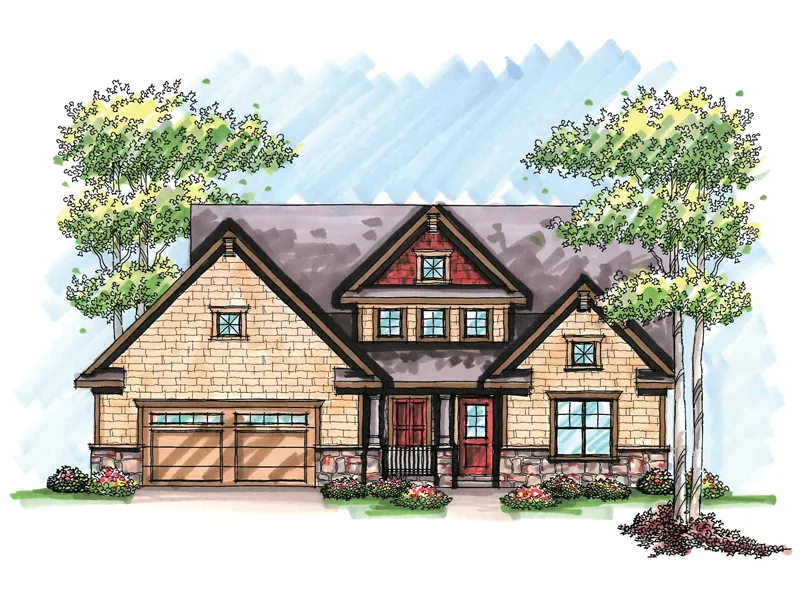 Craftsman House Plan Front of Home - Pinecone Trail Craftsman Home 051D-0637 - Shop House Plans and More