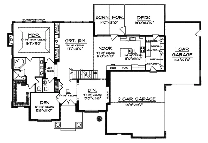 Traditional House Plan First Floor - Mannington Bay Ranch Home 051D-0638 - Shop House Plans and More
