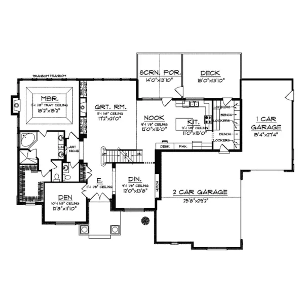 Traditional House Plan First Floor - Mannington Bay Ranch Home 051D-0638 - Shop House Plans and More