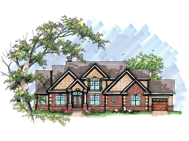 Traditional House Plan Front of Home - Mannington Bay Ranch Home 051D-0638 - Shop House Plans and More