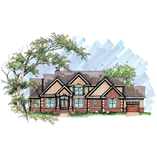 Traditional House Plan Front of Home - Mannington Bay Ranch Home 051D-0638 - Shop House Plans and More