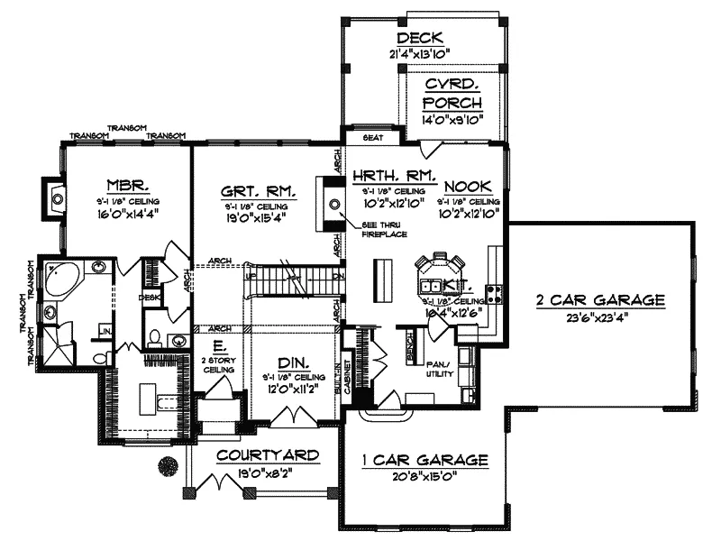 Traditional House Plan First Floor - Hickory Hollow Traditional Home 051D-0639 - Search House Plans and More
