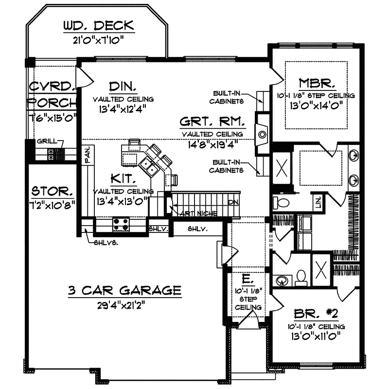 Ranch House Plan First Floor - Riley Hollow Ranch Home 051D-0640 - Shop House Plans and More
