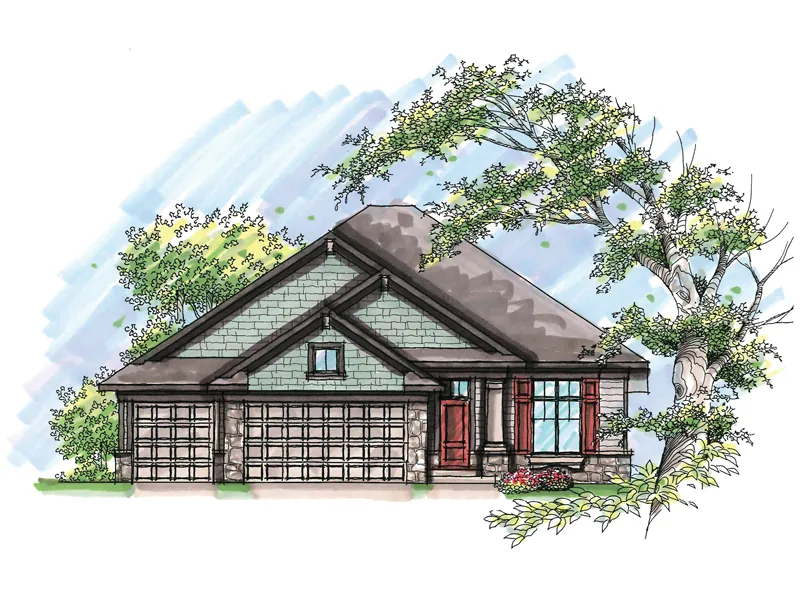 Ranch House Plan Front of Home - Riley Hollow Ranch Home 051D-0640 - Shop House Plans and More