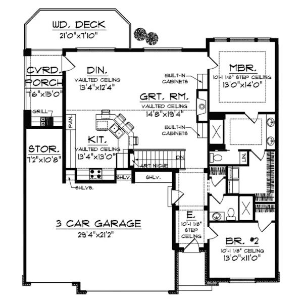 Ranch House Plan First Floor - Belliveau Traditional Home 051D-0641 - Search House Plans and More