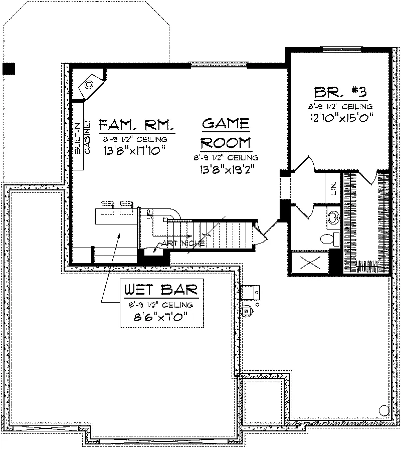 Traditional House Plan Lower Level Floor - Belliveau Traditional Home 051D-0641 - Search House Plans and More