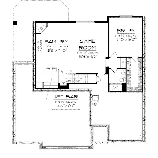 Ranch House Plan Lower Level Floor - Belliveau Traditional Home 051D-0641 - Search House Plans and More