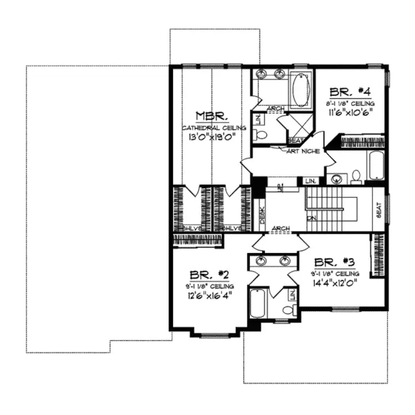 Traditional House Plan Second Floor - Archer Traditional Home 051D-0642 - Search House Plans and More