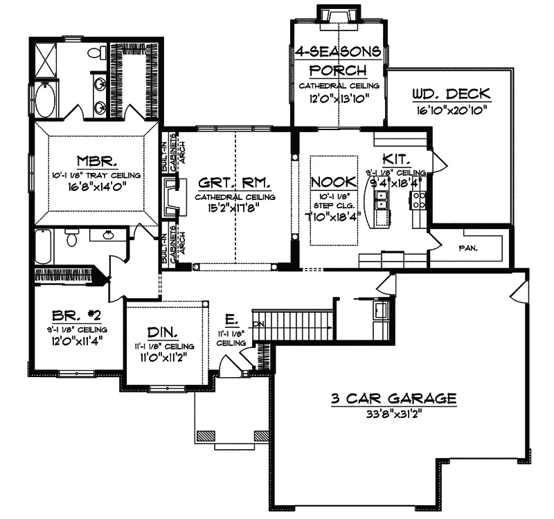 Ranch House Plan First Floor - Fairwinds Ranch Home 051D-0643 - Search House Plans and More