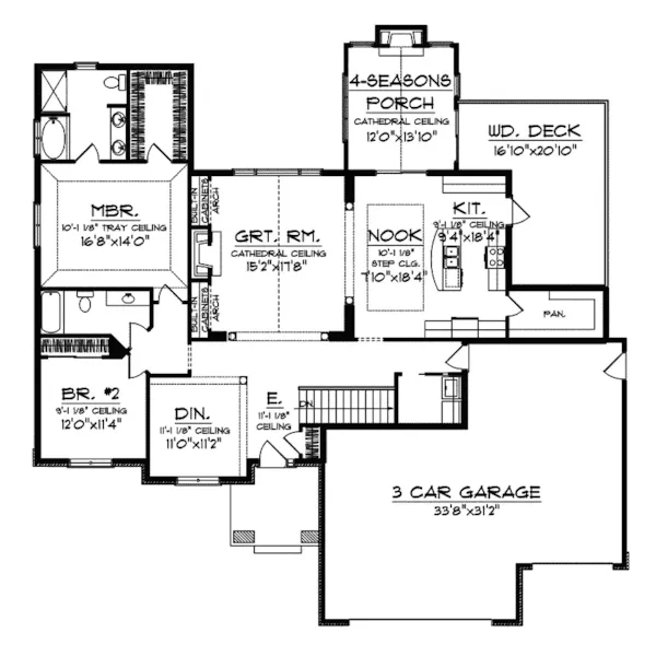 Ranch House Plan First Floor - Fairwinds Ranch Home 051D-0643 - Search House Plans and More