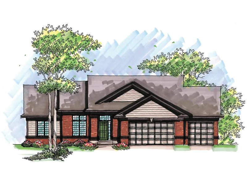 Ranch House Plan Front of Home - Fairwinds Ranch Home 051D-0643 - Search House Plans and More