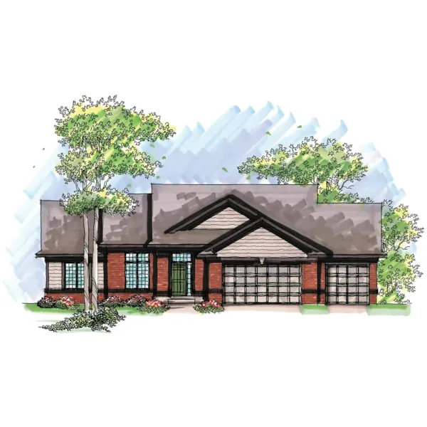 Ranch House Plan Front of Home - Fairwinds Ranch Home 051D-0643 - Search House Plans and More