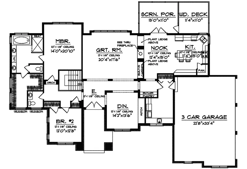 Ranch House Plan First Floor - Malone Creek Ranch Home 051D-0644 - Shop House Plans and More