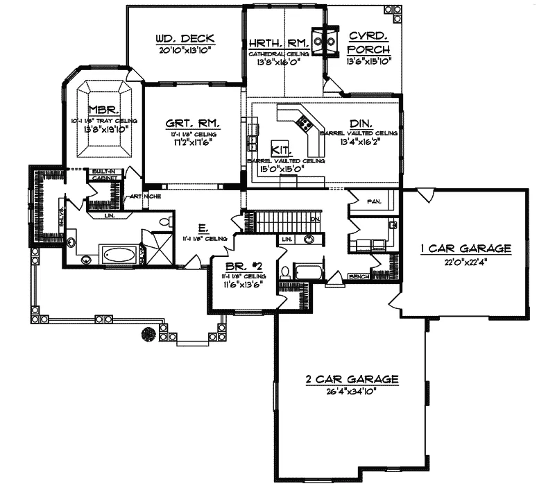Ranch House Plan First Floor - Marcus Rustic Country Home 051D-0645 - Shop House Plans and More