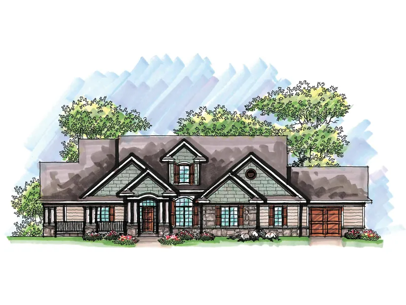 Ranch House Plan Front of Home - Marcus Rustic Country Home 051D-0645 - Shop House Plans and More