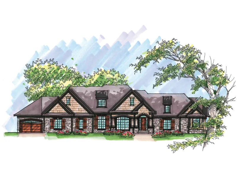 Ranch House Plan Front of Home - Elsah Ranch Style Home 051D-0646 - Search House Plans and More