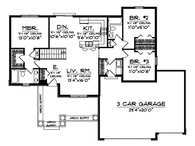 Ranch House Plan First Floor - Taft Creek Ranch Style Home 051D-0647 - Shop House Plans and More