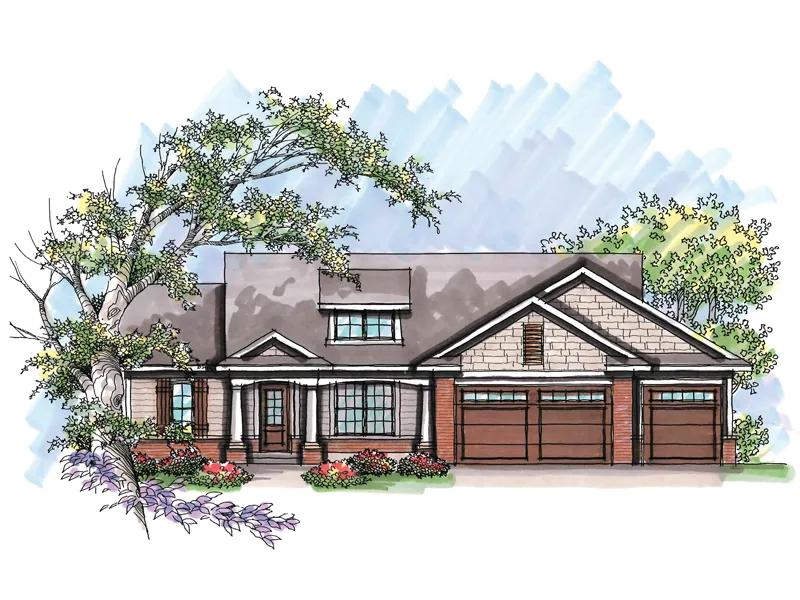 Ranch House Plan Front of Home - Taft Creek Ranch Style Home 051D-0647 - Shop House Plans and More