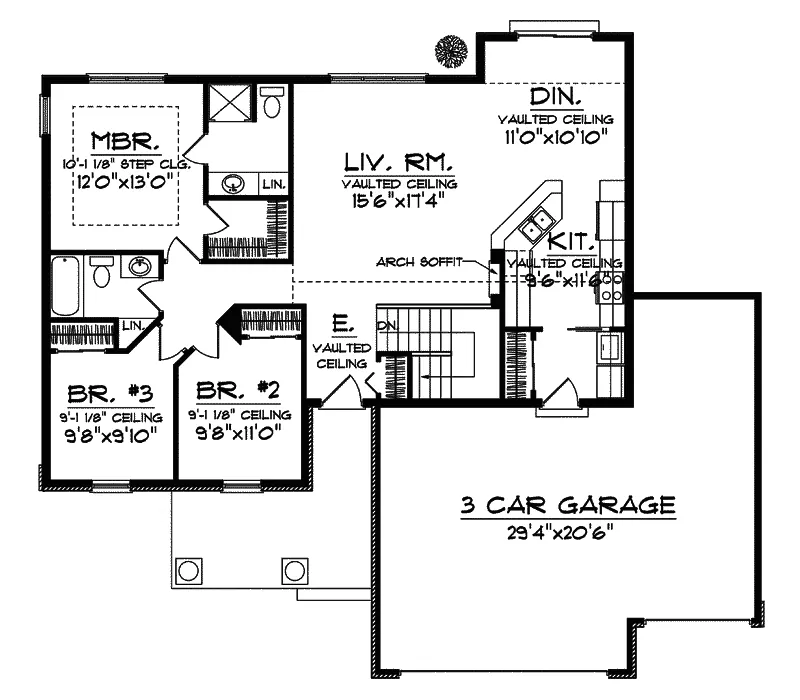 Ranch House Plan First Floor - Quenley Ranch Style Home 051D-0648 - Shop House Plans and More