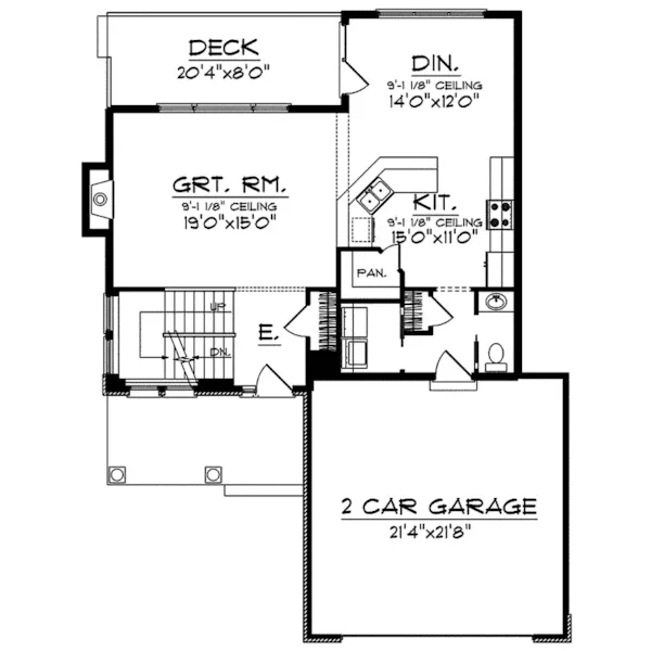 Arts & Crafts House Plan First Floor - Camhill Craftsman Home 051D-0651 - Search House Plans and More