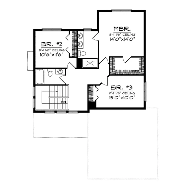 Arts & Crafts House Plan Second Floor - Camhill Craftsman Home 051D-0651 - Search House Plans and More