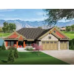 Craftsman House Plan Front of Home - Ravelston Rustic Ranch Home 051D-0652 - Shop House Plans and More